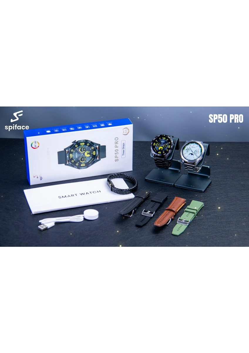 Kruxon Spiface SP50 Pro Amoled Ekran 3 Kordonlu Akıllı Saat Gümüş